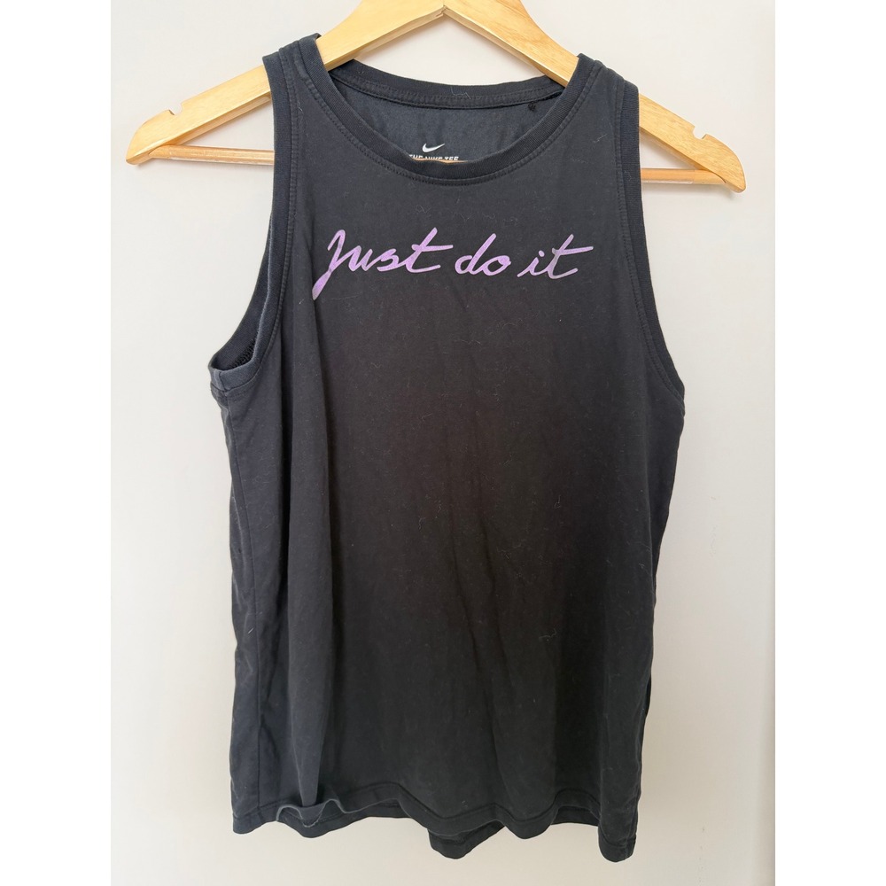 Nike Tank Top Womens Small Dri-FIT Just Do It Graphic Black Excellent - Picture 1 of 2